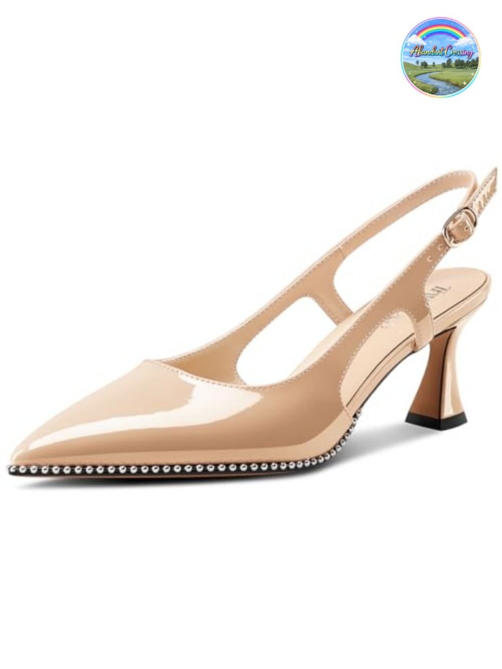 Women's Kitten Heel Pointed Toe Pumps Slingback Beaded Evening Shoes